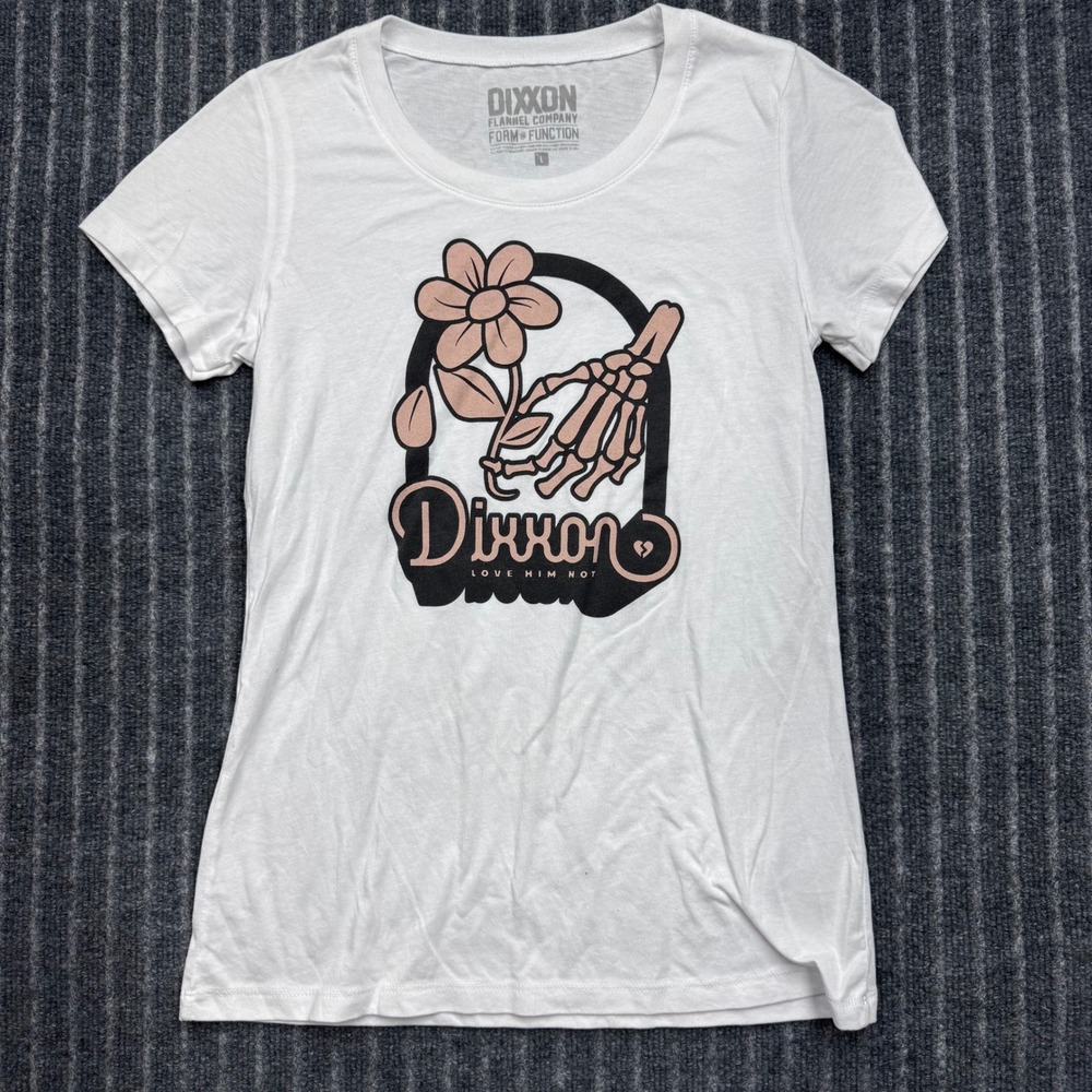 Dixxon Graphic Tee L White Excellent Love Him Not Skeleton Flower (2282)